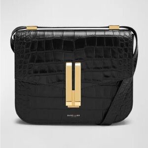 Demellier Black  Leather Handbag/Crossbody Vancouver Design- FLAWED
